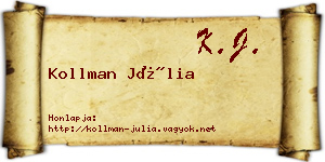 Kollman Júlia névjegykártya