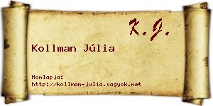 Kollman Júlia névjegykártya